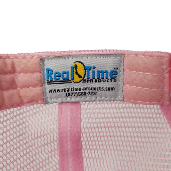 Real Time Oklahoma Mesh Snapback Cap Trucker Baseball Hat Pink Black Embroidered - Picture 8 of 13